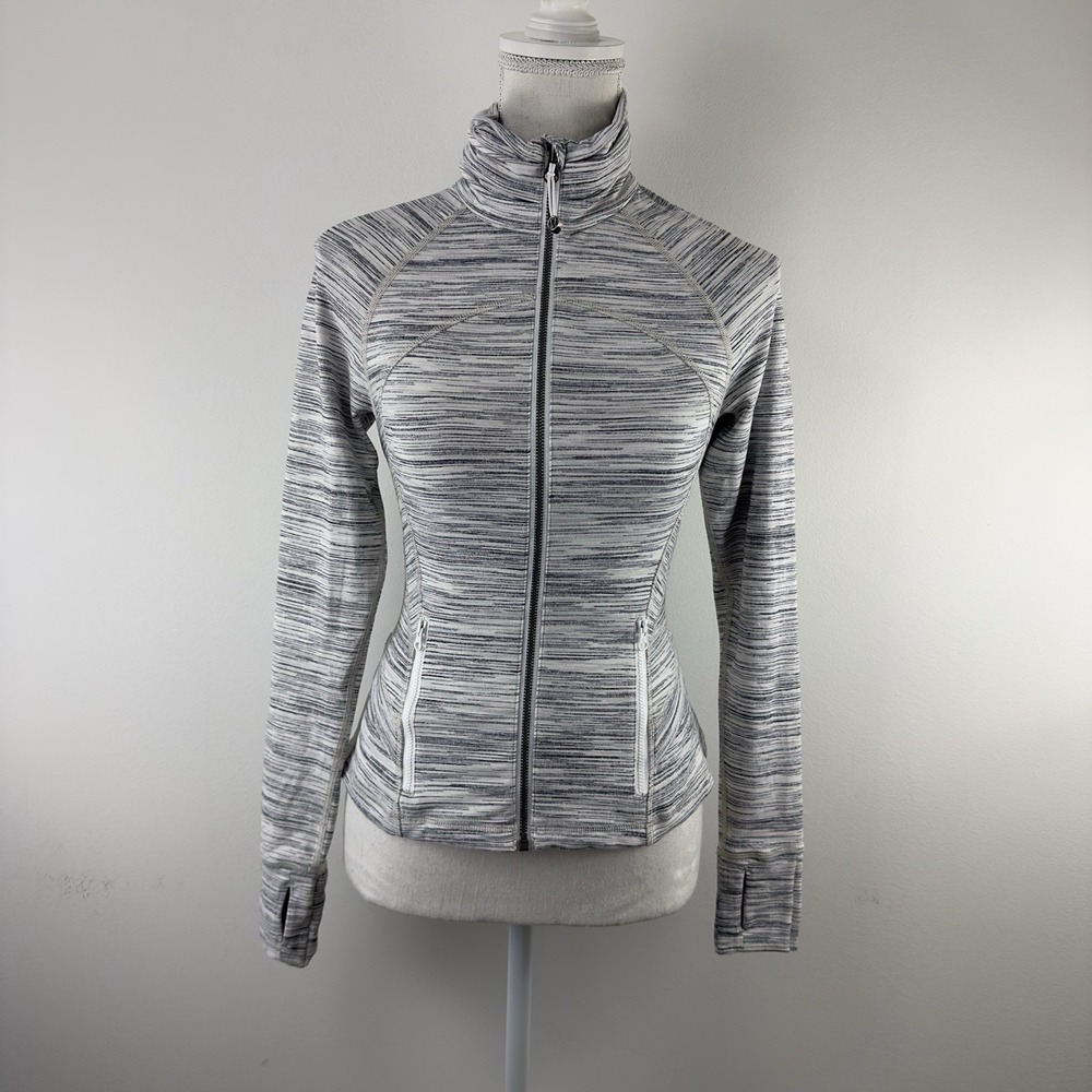 Lululemon Women's Define Jacket Size 2 White Gray Space Dye Full Zip Slim Fit - Picture 1 of 8